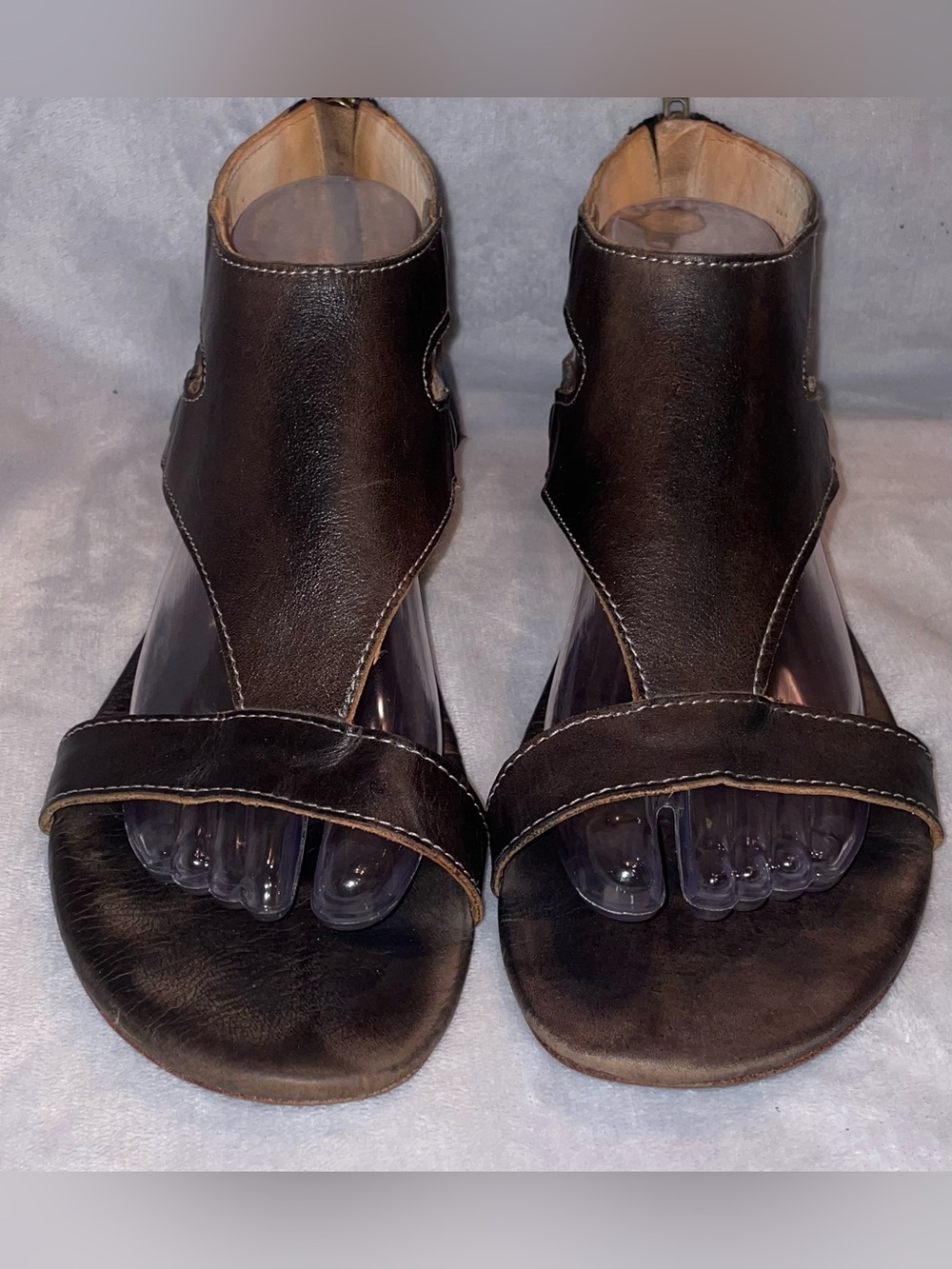 Bed Stu Women’s Size 11 Soto Brown Leather Ankle Cuff Sandals Zip Back Gladiator - Picture 2 of 11
